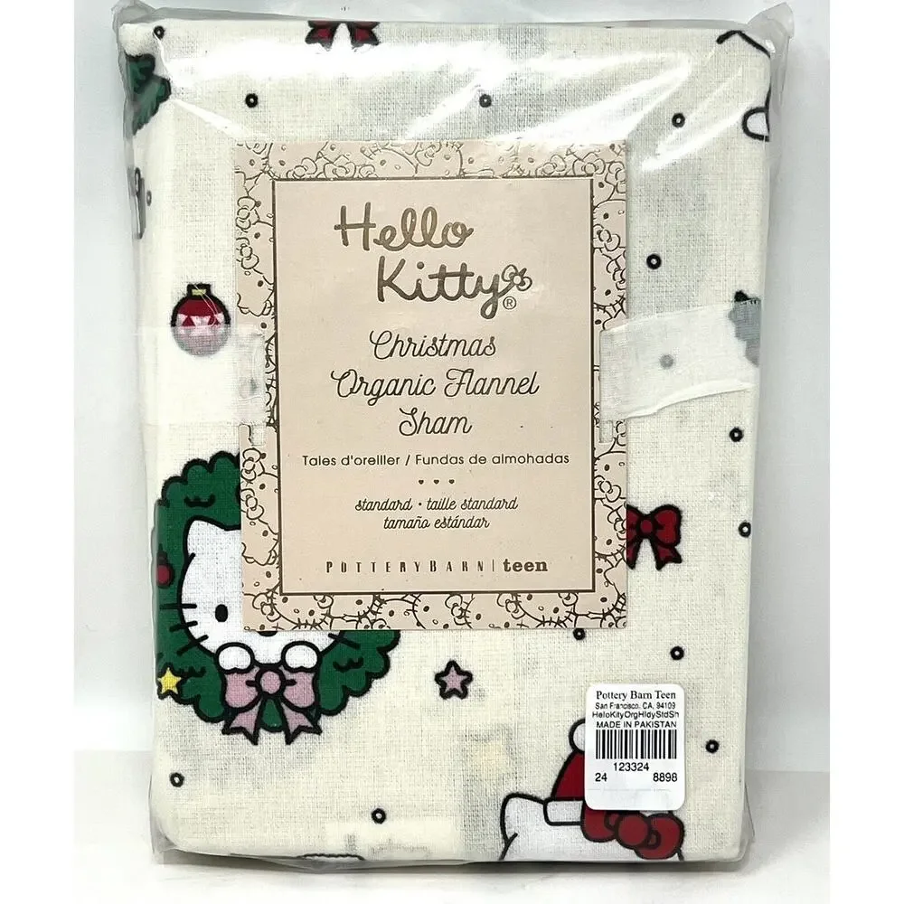 Pottery Barn Teen Hello Kitty Organic Flannel Christmas Sham STANDARD NWT